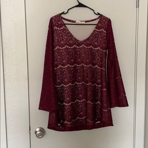 Long sleeve maroon dress